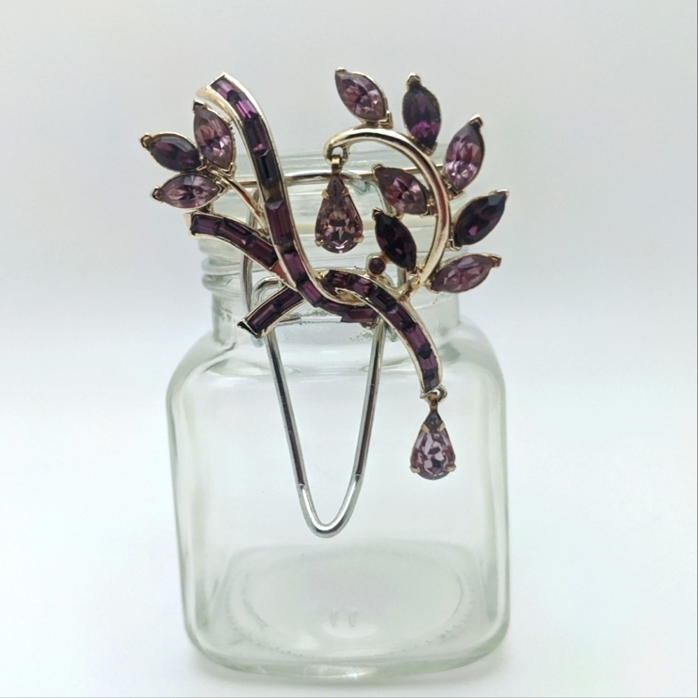 Vintage Purple Rhinestone Brooch - Picture 3 of 12